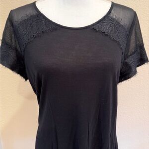 INC Black Lace Sleeve Top Size XL